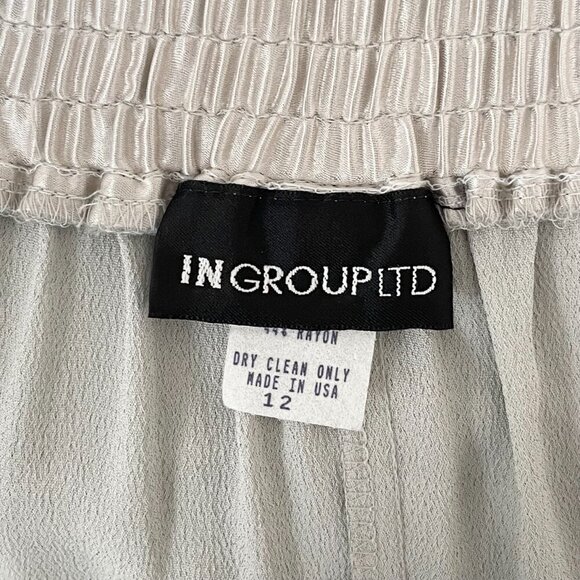 Vintage Silver & Gray Pleated Crepe Wide Leg Pants Size 12 Medium Large - Picture 7 of 8